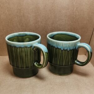 Green Ceramic Mugs Set Made In Japan